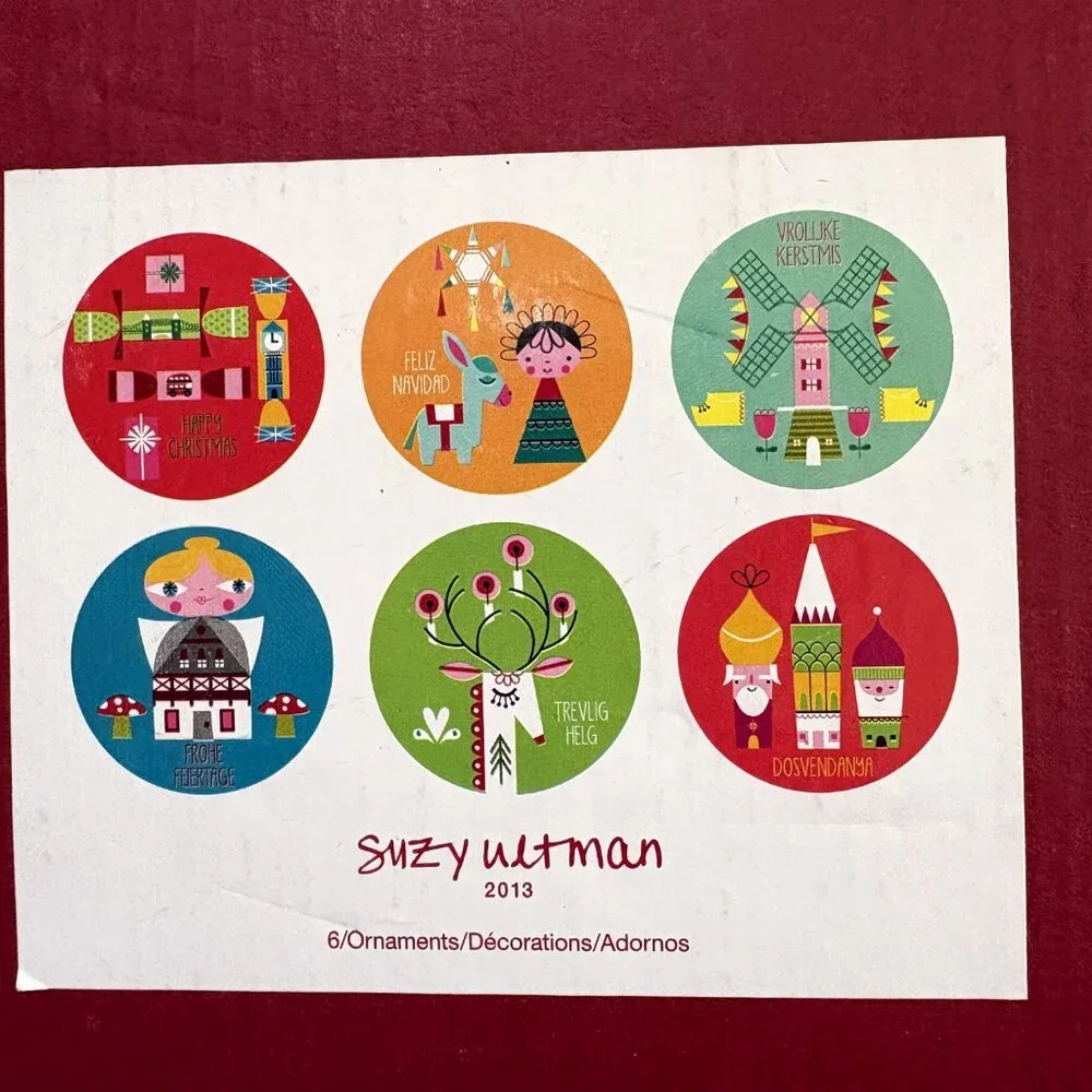 Suzy Ultman Around the World Box of 6 Christmas Ornaments by Crate & Barrel 2013